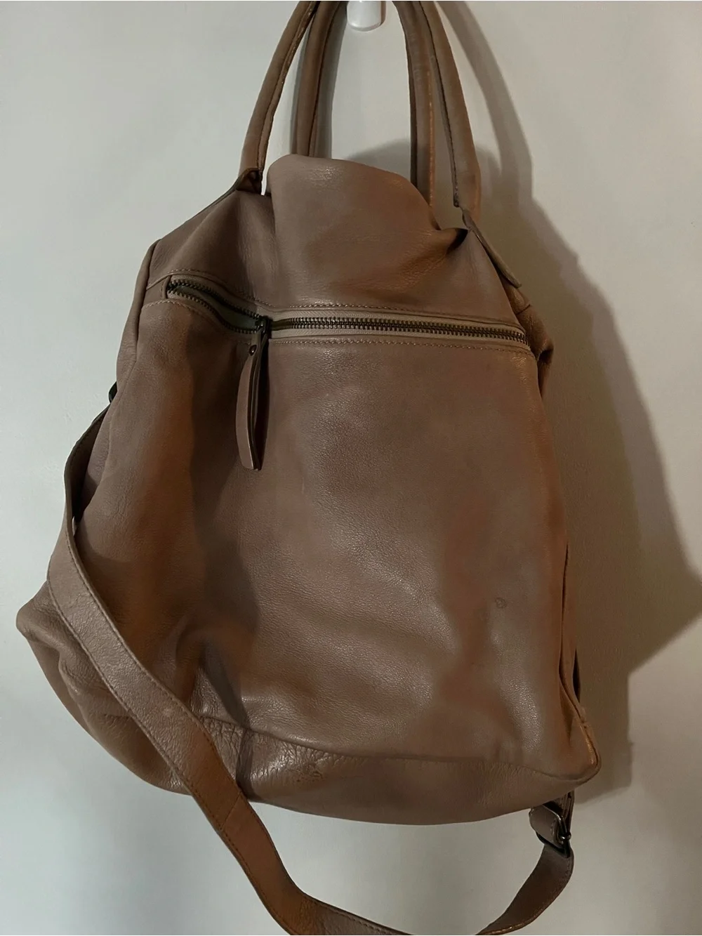 Gianni Notaro Taupe Leather Shoulder Bag